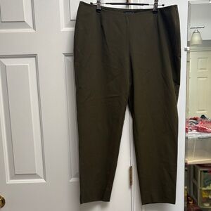Lafayette 148 New York Cotton Blend side zip pants. Olive green sz 14